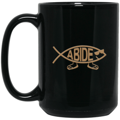 Abide Fish Black Mug 15oz (2-sided)