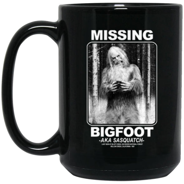 Missing Bigfoot Black Mug 15oz (2-sided)