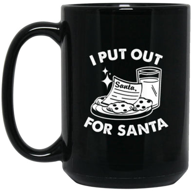 I Put Out For Santa Black Mug 15oz (2-sided)