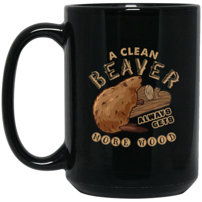 Clean Beaver Black Mug 15oz (2-sided)