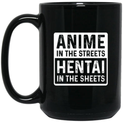 Anime Streets Hentai Sheets Black Mug 15oz (2-sided)
