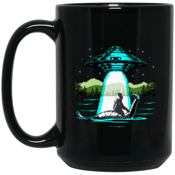 Bigfoot Nessie UFO Black Mug 15oz (2-sided)