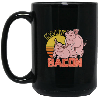 Makin' Bacon Black Mug 15oz (2-sided)