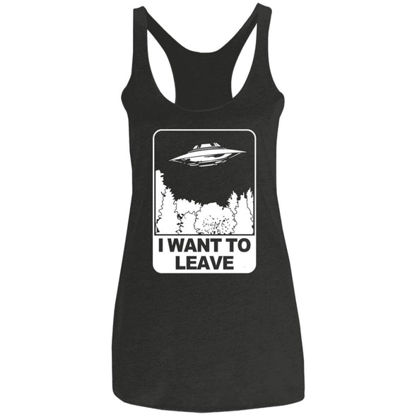 I Want To Leave Ladies Racerback Tank
