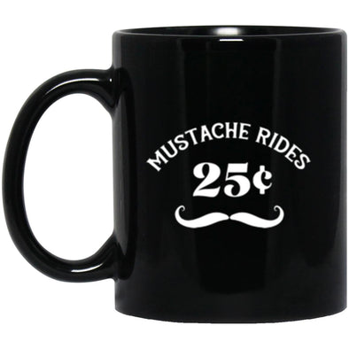 Mustache Rides Black Mug 11oz (2-sided)