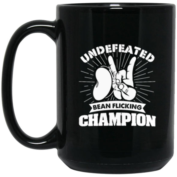 Undefeated Bean Flicking ChampBlack Mug 15oz (2-sided)