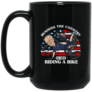 Biden Biking Black Mug 15oz (2-sided)
