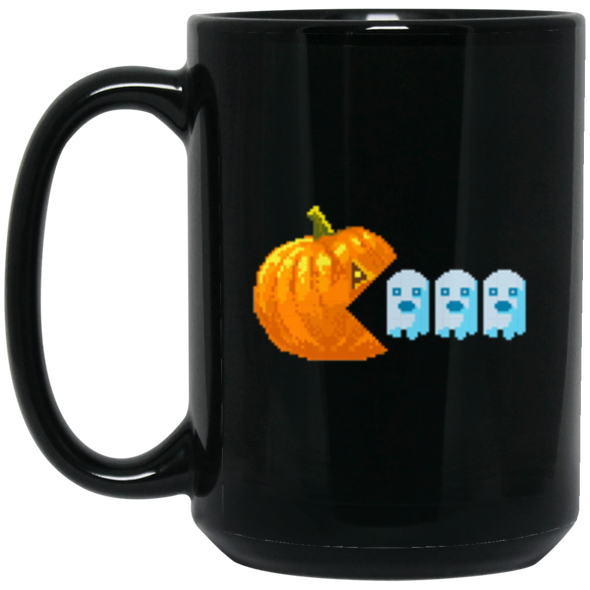 Pumpkin Pac Man Black Mug 15oz (2-sided)