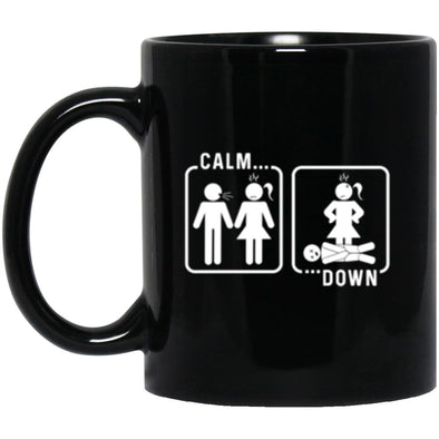 Calm Down Black Mug 11oz (2-sided)
