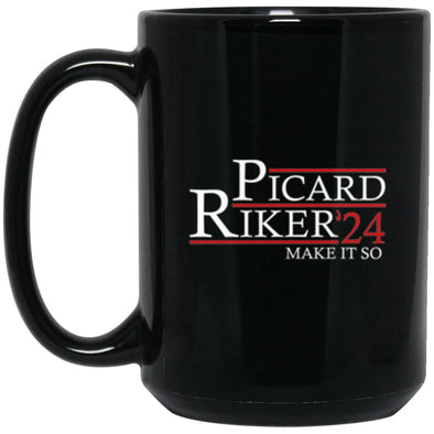 Picard Riker 24 Black Mug 15oz (2-sided)