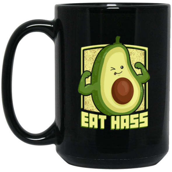 Eat Hass Avocado Black Mug 15oz (2-sided)