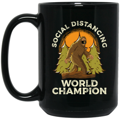 Bigfoot Distancing Champ Black Mug 15oz (2-sided)