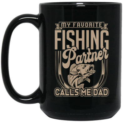 Dad Fishing Black Mug 15oz (2-sided)