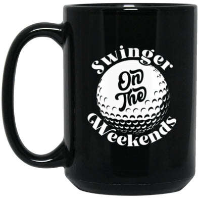 Swinger On The Weekends Black Mug 15oz (2-sided)