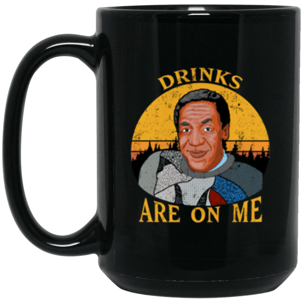 Drinks On Me Black Mug 15oz (2-sided)