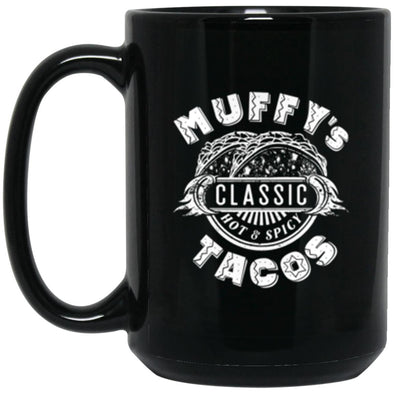 Muffy's Tacos Black Mug 15oz (2-sided)