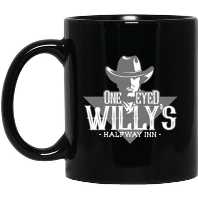 Willy's Halfway Inn Black Mug 11oz (2-sided)
