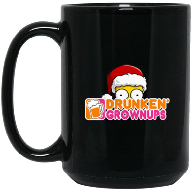 Drunken Grownups Christmas Black Mug 15oz (2-sided)