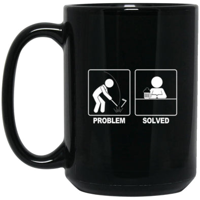 Problem Solved Golf Black Mug 15oz (2-sided)