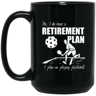 Pickleball Retirement Black Mug 15oz (2-sided)