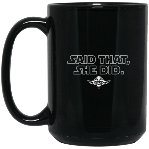 What She Said Yoda Black Mug 15oz (2-sided)