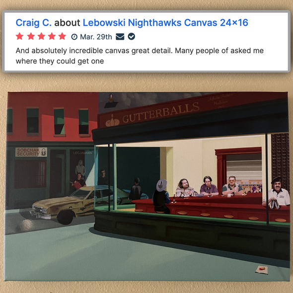 Lebowski Nighthawks Canvas 24x16