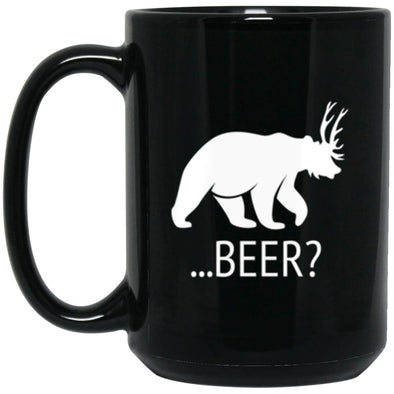 Drinkware - Deer Bear Beer Black Mug 15oz (2-sided)