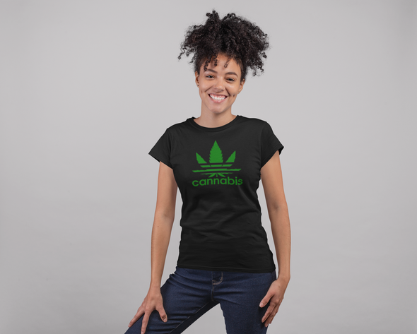 CustomCat Cannabis Adidas Cotton Tee Black L